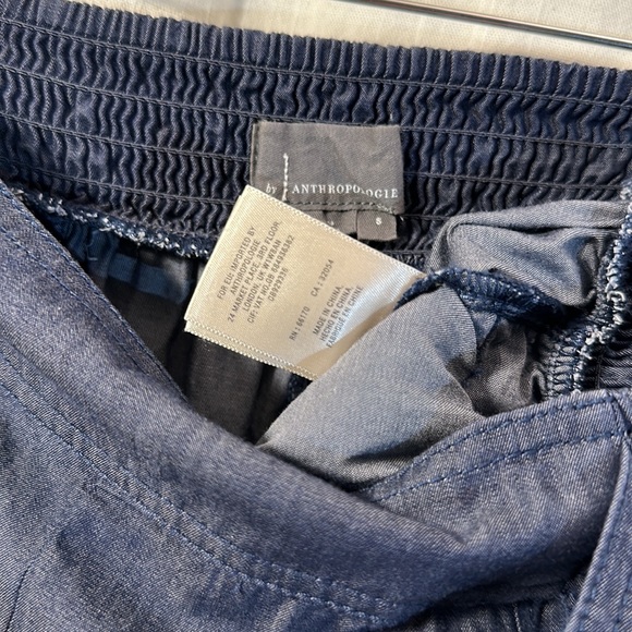 Anthropologie Globetrotters Chambray joggers smocked waist blue lightweight S - Picture 10 of 14
